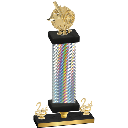 Premium Single Silver Carbon Fiber Second Place Baseball Trophy