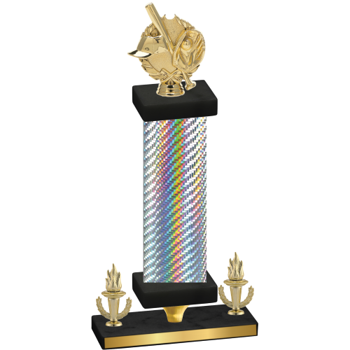 Premium Single Silver Carbon Fiber Victory Baseball Trophy