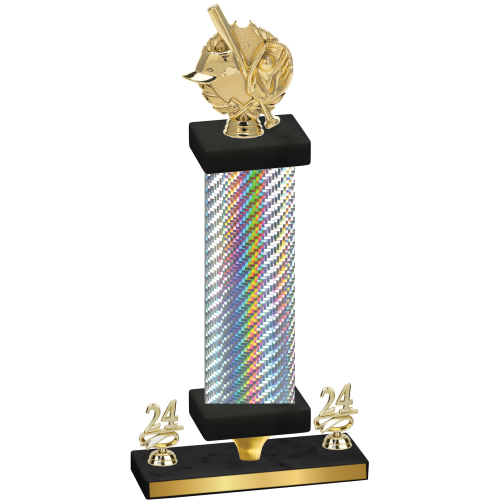 Premium Single Silver Carbon Fiber Year Baseball Trophy