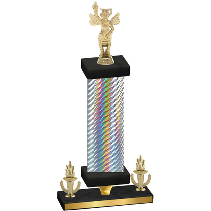 Premium Single Silver Carbon Fiber Victory Academics Trophy