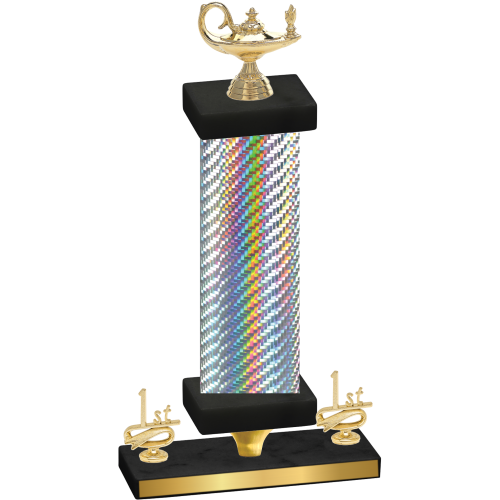 Premium Single Silver Carbon Fiber First Place Academics Trophy