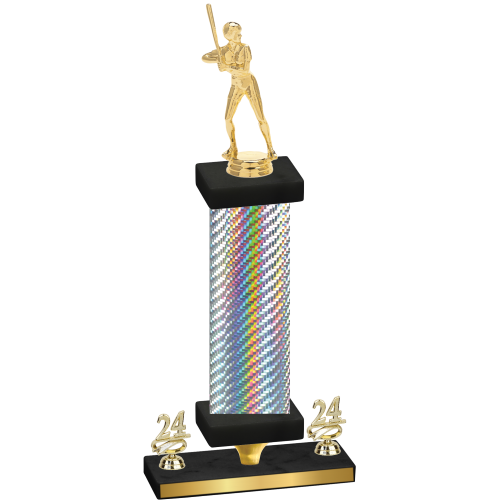 Premium Single Silver Carbon Fiber Year Softball Trophy