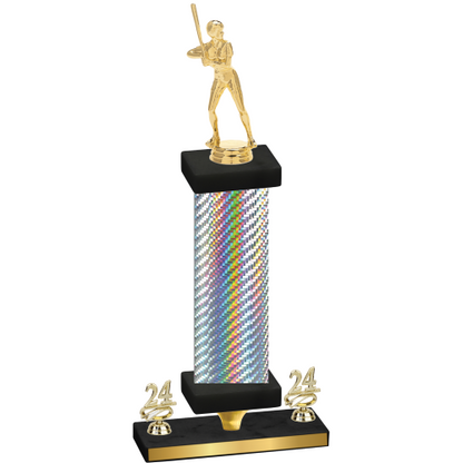 Premium Single Silver Carbon Fiber Year Softball Trophy