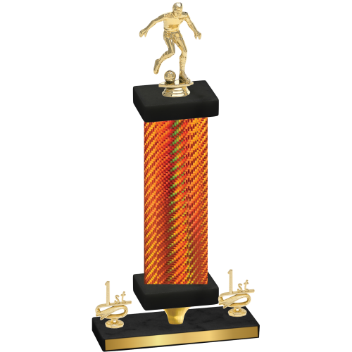 Premium Single Orange Carbon Fiber First Place Soccer Trophy