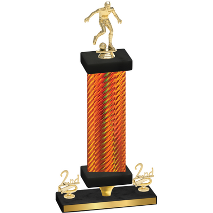 Premium Single Orange Carbon Fiber Second Place Soccer Trophy