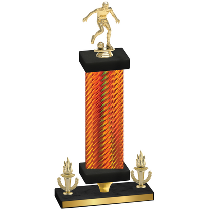 Premium Single Orange Carbon Fiber Victory Soccer Trophy