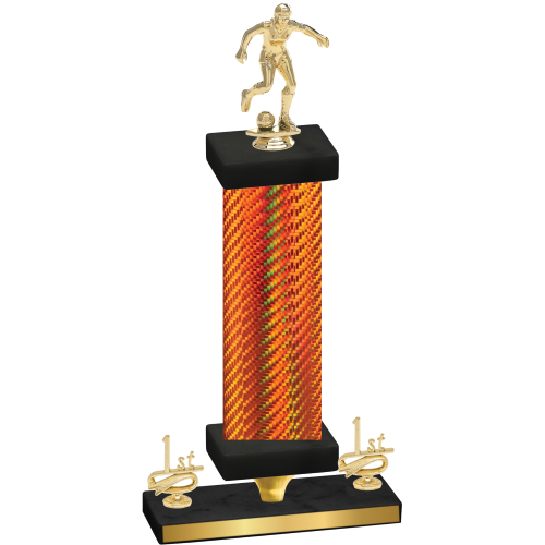 Premium Single Orange Carbon Fiber First Place Soccer Trophy