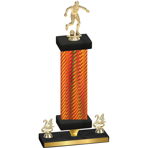 Premium Single Orange Carbon Fiber Year Soccer Trophy