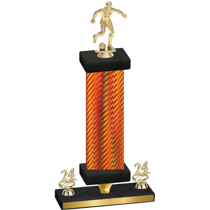 Premium Single Orange Carbon Fiber Year Soccer Trophy