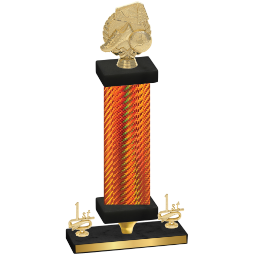 Premium Single Orange Carbon Fiber First Place Soccer Trophy