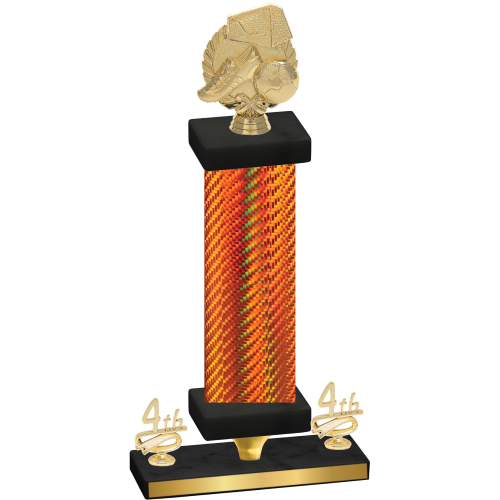 Premium Single Orange Carbon Fiber Fourth Place Soccer Trophy