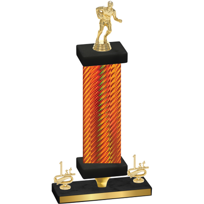 Premium Single Orange Carbon Fiber First Place Rugby Trophy