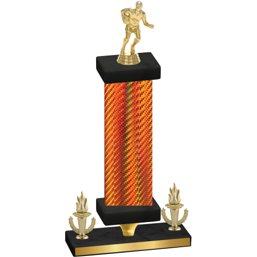 Premium Single Orange Carbon Fiber Victory Rugby Trophy