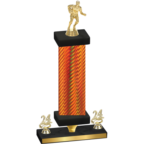 Premium Single Orange Carbon Fiber Year Rugby Trophy