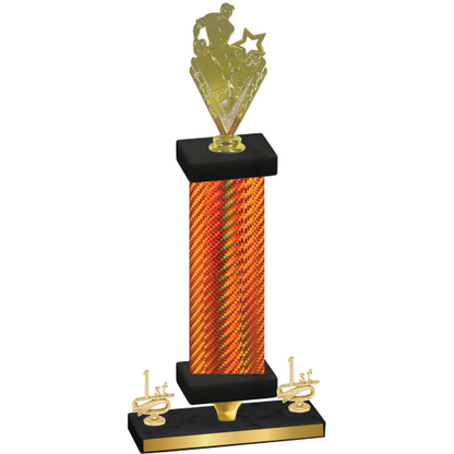 Premium Single Orange Carbon Fiber First Place Rugby Trophy
