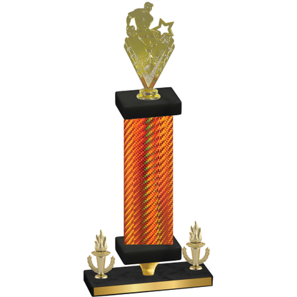 Premium Single Orange Carbon Fiber Victory Rugby Trophy