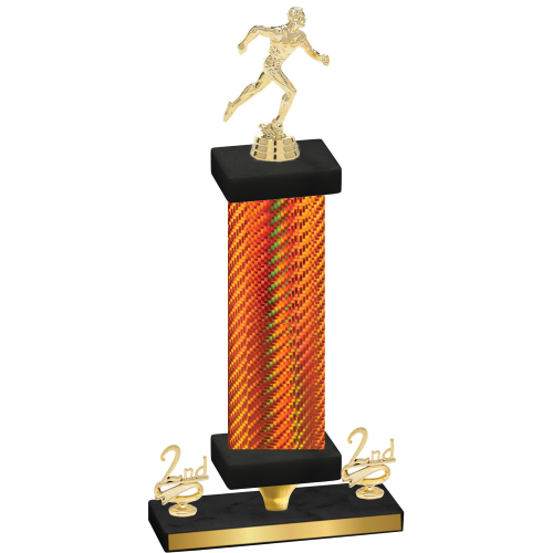 Premium Single Orange Carbon Fiber Second Place Running Trophy