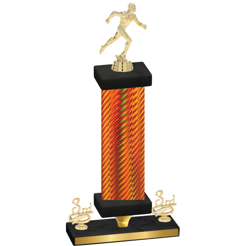 Premium Single Orange Carbon Fiber Third Place Running Trophy