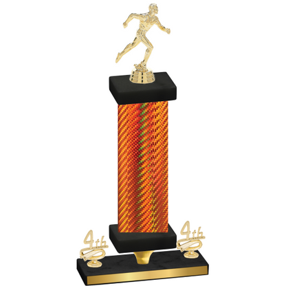 Premium Single Orange Carbon Fiber Fourth Place Running Trophy