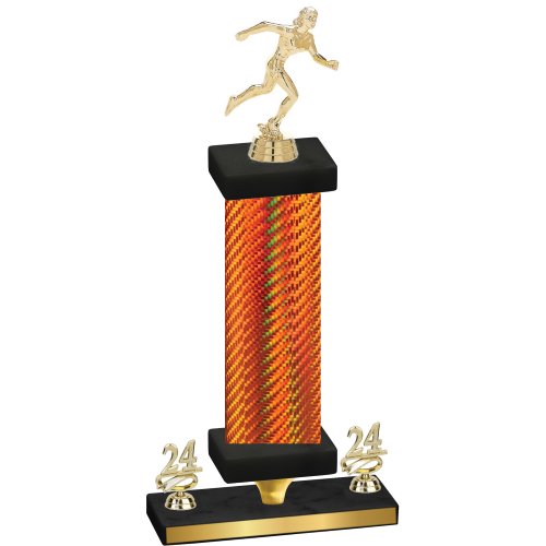 Premium Single Orange Carbon Fiber Year Running Trophy