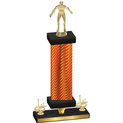 Premium Single Orange Carbon Fiber First Place Wrestling Trophy