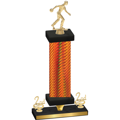 Premium Single Orange Carbon Fiber Second Place Bowling Trophy