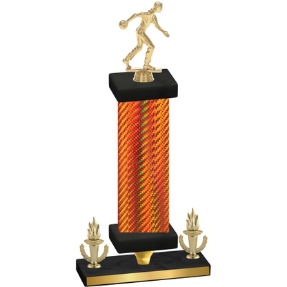 Premium Single Orange Carbon Fiber Victory Bowling Trophy