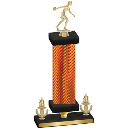 Premium Single Orange Carbon Fiber Victory Bowling Trophy