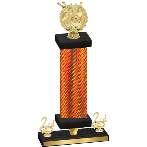 Premium Single Orange Carbon Fiber Second Place Bowling Trophy