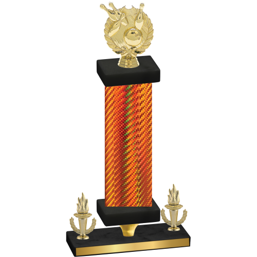 Premium Single Orange Carbon Fiber Victory Bowling Trophy