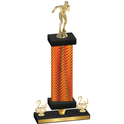 Premium Single Orange Carbon Fiber Second Place Swimming Trophy