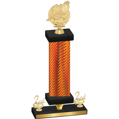 Premium Single Orange Carbon Fiber Second Place Swimming Trophy