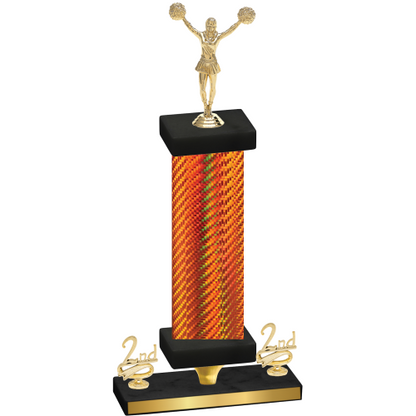 Premium Single Orange Carbon Fiber Second Place Cheerleading Trophy