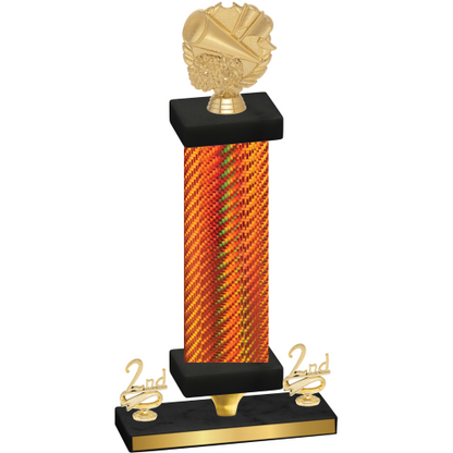Premium Single Orange Carbon Fiber Second Place Cheerleading Trophy