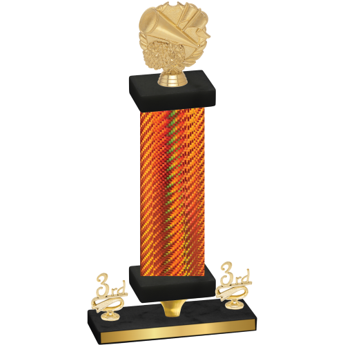Premium Single Orange Carbon Fiber Third Place Cheerleading Trophy