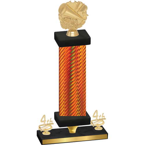 Premium Single Orange Carbon Fiber Fourth Place Cheerleading Trophy
