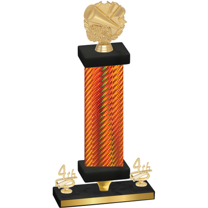 Premium Single Orange Carbon Fiber Fourth Place Cheerleading Trophy