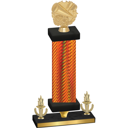 Premium Single Orange Carbon Fiber Victory Cheerleading Trophy