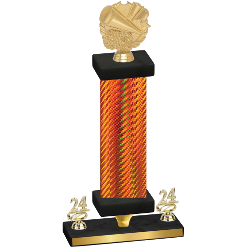 Premium Single Orange Carbon Fiber Year Cheerleading Trophy