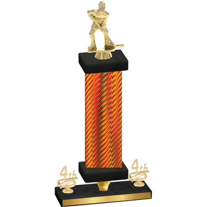Premium Single Orange Carbon Fiber Fourth Place Hockey Trophy