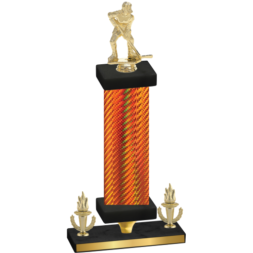 Premium Single Orange Carbon Fiber Victory Hockey Trophy