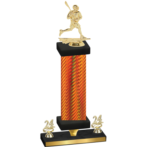 Premium Single Orange Carbon Fiber Year Lacrosse Trophy