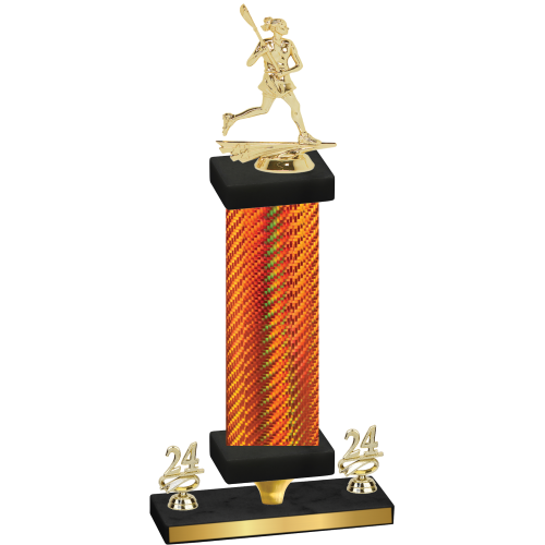 Premium Single Orange Carbon Fiber Year Lacrosse Trophy