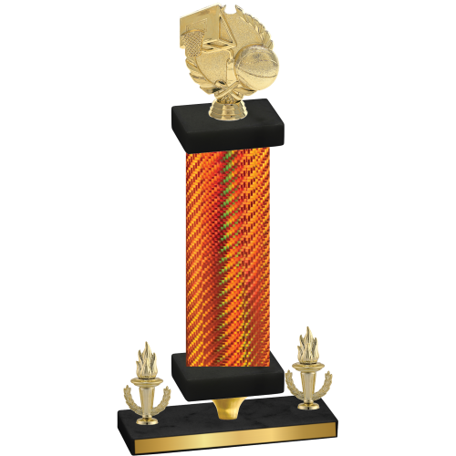 Premium Single Orange Carbon Fiber Victory Basketball Trophy