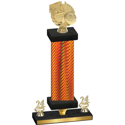 Premium Single Orange Carbon Fiber Year Basketball Trophy