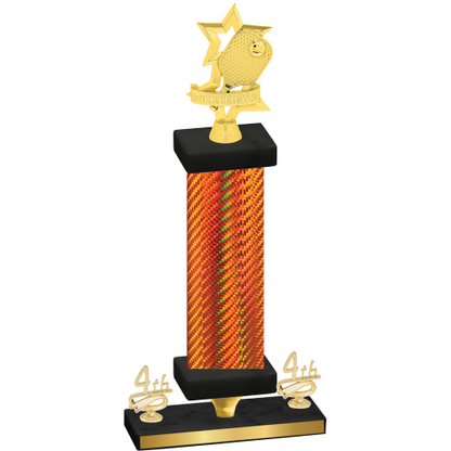 Premium Single Orange Carbon Fiber Fourth Place Pickleball Trophy