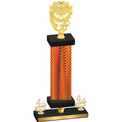 Premium Single Orange Carbon Fiber Fourth Place Pickleball Trophy