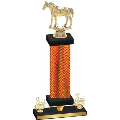 Premium Single Orange Carbon Fiber Third Place Horses Trophy