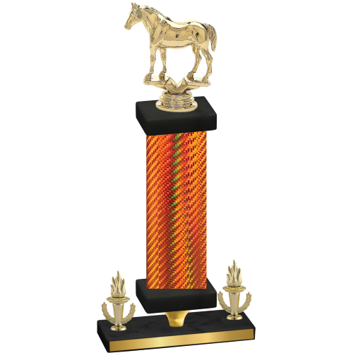 Premium Single Orange Carbon Fiber Victory Horses Trophy