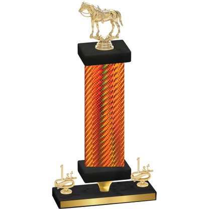 Premium Single Orange Carbon Fiber First Place Horses Trophy